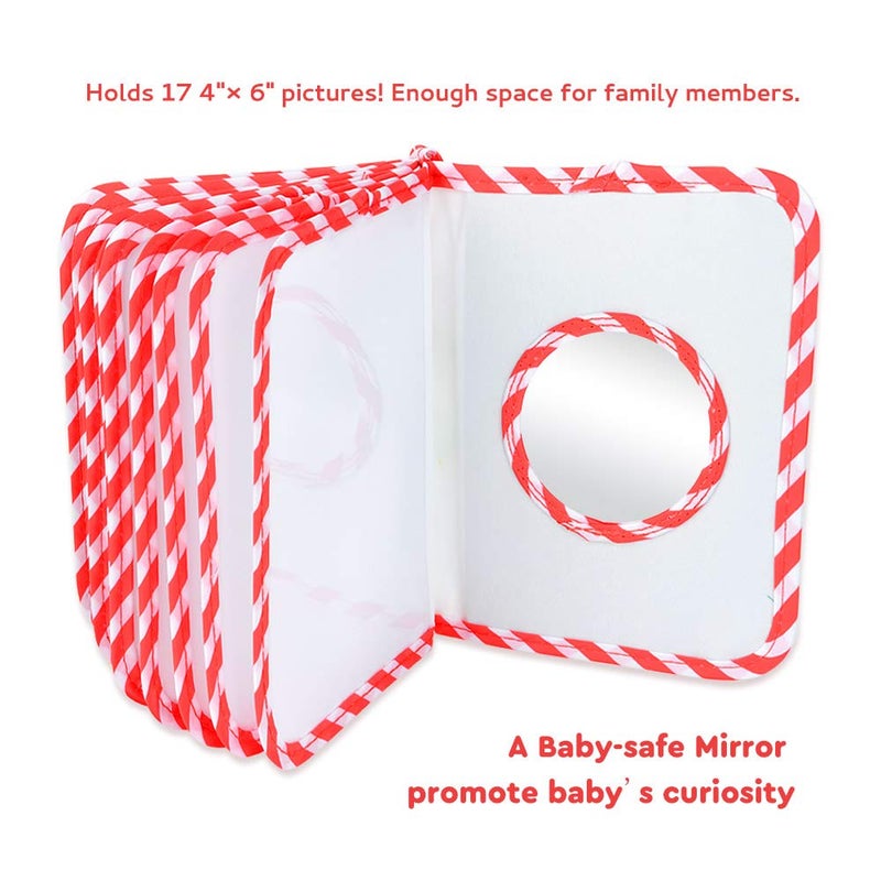 AUVCAS Baby Photo Album Soft Cloth Photo Book First Year Memory Album Shower Gift for Babies Newborns Toddlers & Kids, Holds 4x6 Inch Photos.(Red) - Image 4