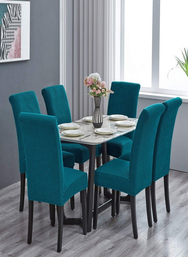 Howhic Stretch Chair Covers for Dining Room set of 6, Removable Washable Dining Room Chair Covers, Dining Chair Slipcovers Seat Protector, Great Home Decor and Banquet Upholstery (Teal, 6 pack) - Image 2