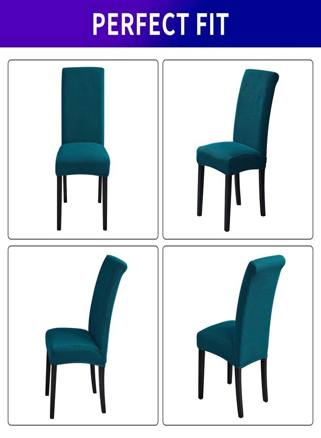 Howhic Stretch Chair Covers for Dining Room set of 6, Removable Washable Dining Room Chair Covers, Dining Chair Slipcovers Seat Protector, Great Home Decor and Banquet Upholstery (Teal, 6 pack) - Image 4