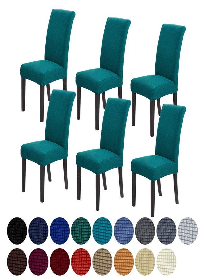 Howhic Stretch Chair Covers for Dining Room set of 6, Removable Washable Dining Room Chair Covers, Dining Chair Slipcovers Seat Protector, Great Home Decor and Banquet Upholstery (Teal, 6 pack) - Image 1