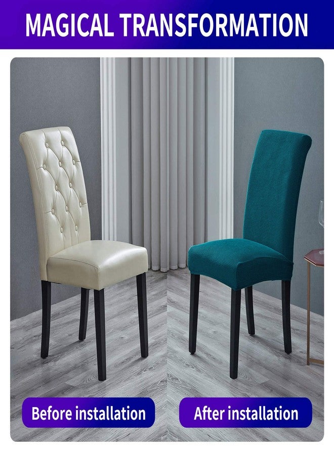 Howhic Stretch Chair Covers for Dining Room set of 6, Removable Washable Dining Room Chair Covers, Dining Chair Slipcovers Seat Protector, Great Home Decor and Banquet Upholstery (Teal, 6 pack) - Image 5