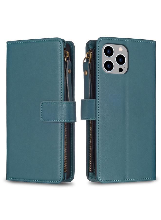 Zaboon Case For iPhone 12 Pro Max 9 Card Slots Zipper Wallet Leather Flip Phone Case - Image 1