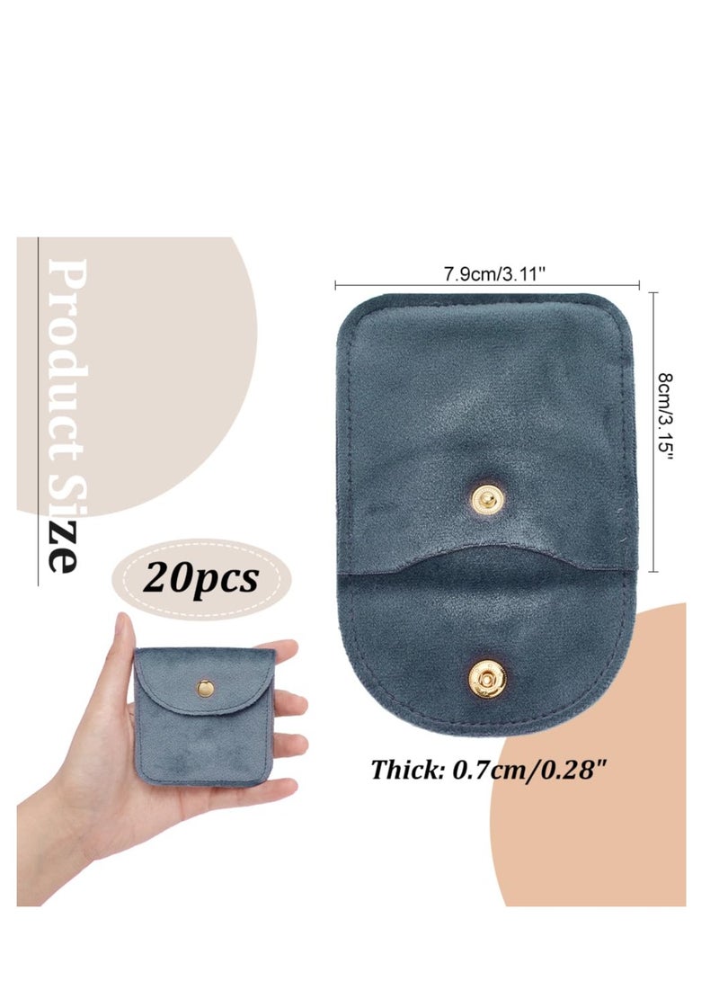 20 Gray Velvet Jewelry Pouches with Snap Button for Storage and Gift Giving, Perfect for Weddings, Parties, Valentine's Day and Anniversaries  - Image 2