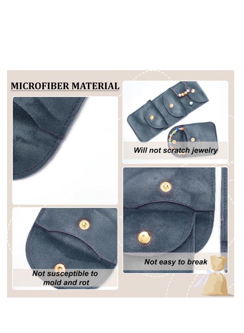 20 Gray Velvet Jewelry Pouches with Snap Button for Storage and Gift Giving, Perfect for Weddings, Parties, Valentine's Day and Anniversaries  - Image 4