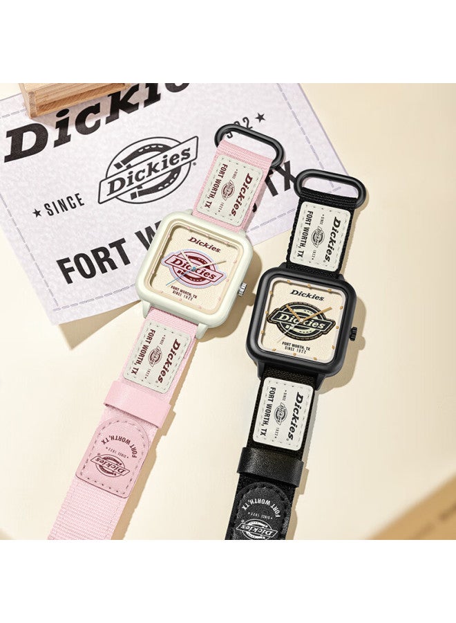 Dickies Women'S Watch, Cute Retro Color Scheme, Student Watch, Nylon Strap, Waterproof, Quiet Quartz Watch Cl-607 [Pink] - Image 2