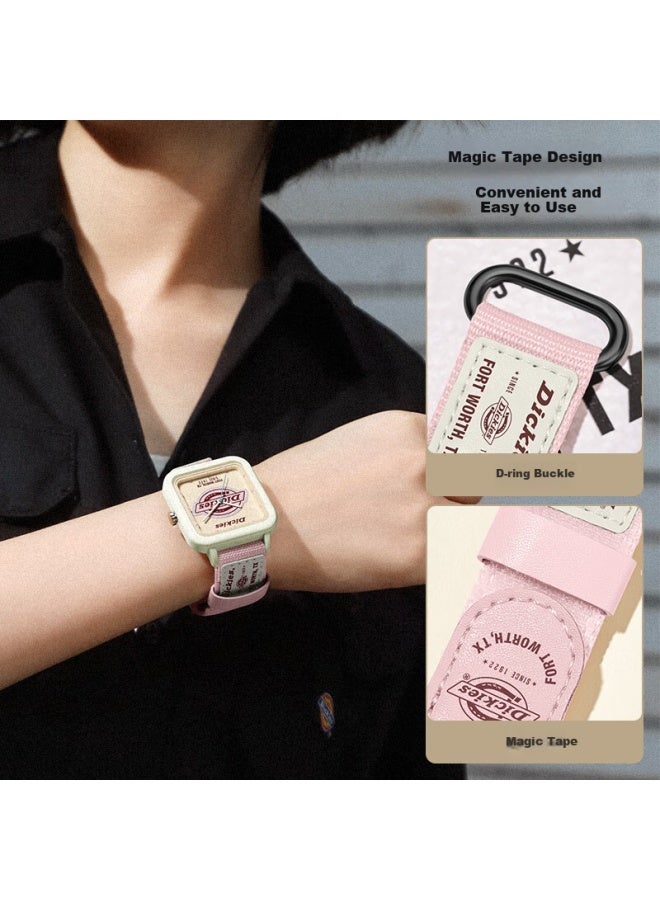 Dickies Women'S Watch, Cute Retro Color Scheme, Student Watch, Nylon Strap, Waterproof, Quiet Quartz Watch Cl-607 [Pink] - Image 3