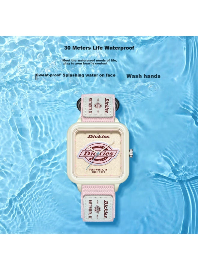 Dickies Women'S Watch, Cute Retro Color Scheme, Student Watch, Nylon Strap, Waterproof, Quiet Quartz Watch Cl-607 [Pink] - Image 5