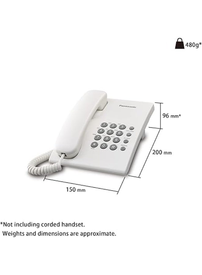 Panasonic Corded Telephone - White Kx-Ts500FX - Image 1