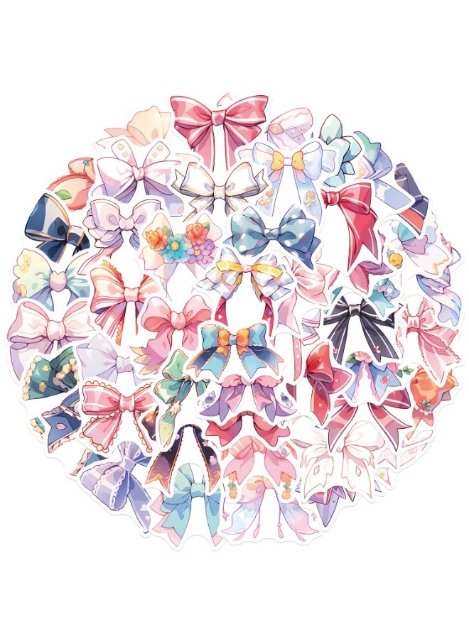 قوس قزح أورينبو 50 قطعة من ملصقات فيونكة للأطفال والمراهقين والفتيات والبالغين، ملصقات وردية مقاومة للماء لأجهزة الكمبيوتر المحمول والهاتف والأمتعة والكمبيوتر وزجاجة الماء - Image 1