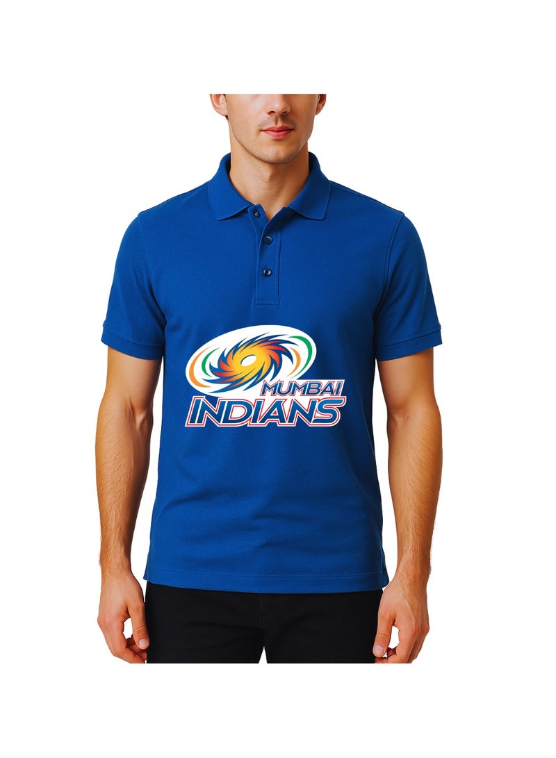 PRINTSHOP4ME Mumbai Indians Cricket Men's Dry-Fit Polo Neck T-Shirt|Tshirt With Cap|Soft&Breathable Sportswear For Cricket Lovers|Wear It For Games - Image 2