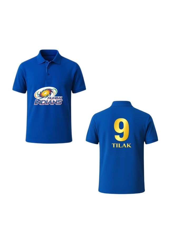 PRINTSHOP4ME Mumbai Indians Cricket Men's Dry-Fit Polo Neck T-Shirt|Tshirt With Cap|Soft&Breathable Sportswear For Cricket Lovers|Wear It For Games - Image 2