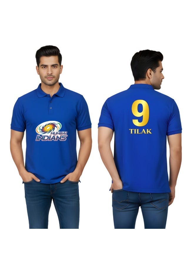 PRINTSHOP4ME Mumbai Indians Cricket Men's Dry-Fit Polo Neck T-Shirt|Tshirt With Cap|Soft&Breathable Sportswear For Cricket Lovers|Wear It For Games - Image 1