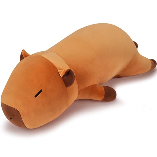 Auspicious beginning 30 Giant Capybara Plush Stuffed Animal Cute Capybara Plush Pillow Plushies Large Sleeping Hugging Stuffed Animal Cute Body Pillow Birthday Gifts for Kids Girls Boys - Image 1