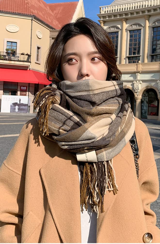 Mocasor Women's Plaid Blanket Scarf Fall Winter Soft Warm Large Lattice Shawl Wraps Big Tartan Scarves for Ladies (Brown Coffee) - Image 4