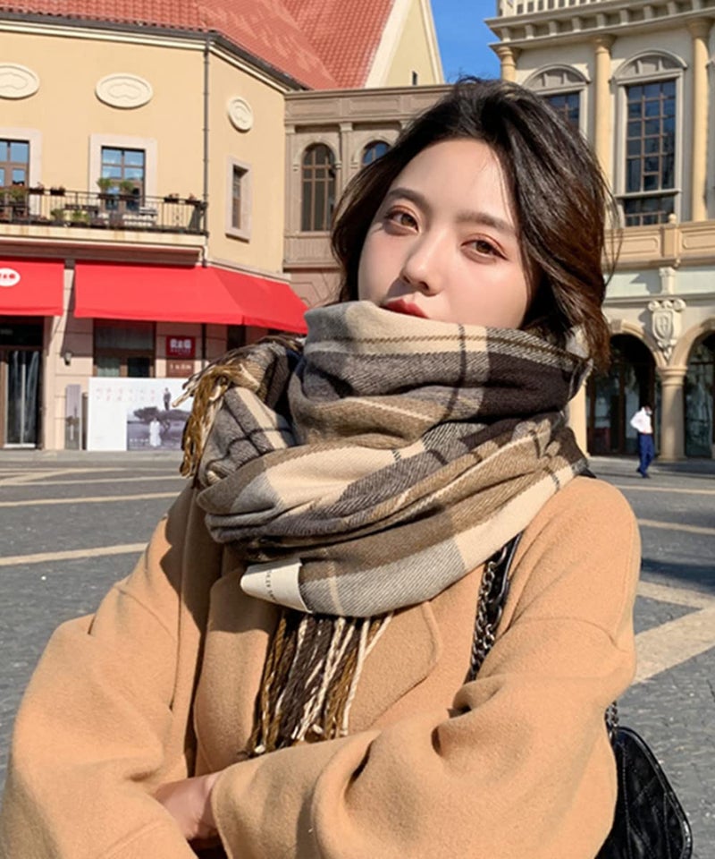 Mocasor Women's Plaid Blanket Scarf Fall Winter Soft Warm Large Lattice Shawl Wraps Big Tartan Scarves for Ladies (Brown Coffee) - Image 5