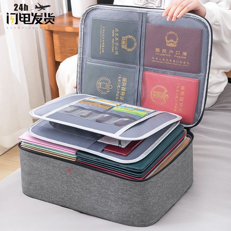 Home Certificate Storage Bag Large Capacity Home Certificate Passport Card Bag Waterproof Folder File Organize Storage Bag - Image 2