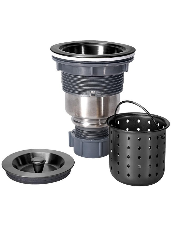 KONE Kitchen Sink Drain 3-1/2 Inch Black Sink Drain Assembly Kit, Removable Deep Sink Strainer Basket with Sink Stopper/Sealing Lid for Home, Kitchen, Stainless Steel - Image 1