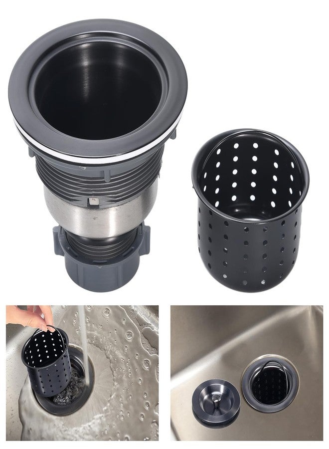 KONE Kitchen Sink Drain 3-1/2 Inch Black Sink Drain Assembly Kit, Removable Deep Sink Strainer Basket with Sink Stopper/Sealing Lid for Home, Kitchen, Stainless Steel - Image 3