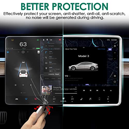 ONKENTET Screen Protector Frame Compatible with Tesla Model 3 Model Y 2024 2023 2022 2021 2020 2019 Screen Edge Protector Cover Center Console Decoration Interior Accessories (White) - Image 3