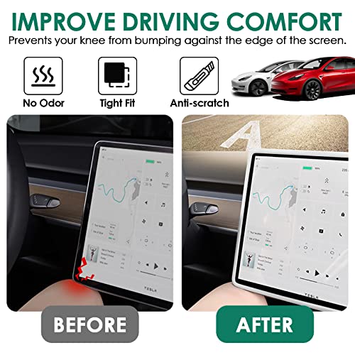 ONKENTET Screen Protector Frame Compatible with Tesla Model 3 Model Y 2024 2023 2022 2021 2020 2019 Screen Edge Protector Cover Center Console Decoration Interior Accessories (White) - Image 2