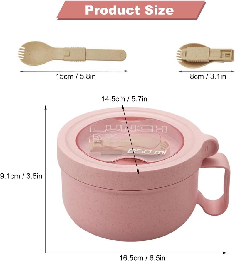 Rarapop 287oz Microwave Soup Bowl Containers with Lids Wheat Straw Ramen Noodles Cup Mug for Instant NoodlesOatmeal Gumbo SaladCrunchCereal  More  EasyGrip Design Pink - Image 3