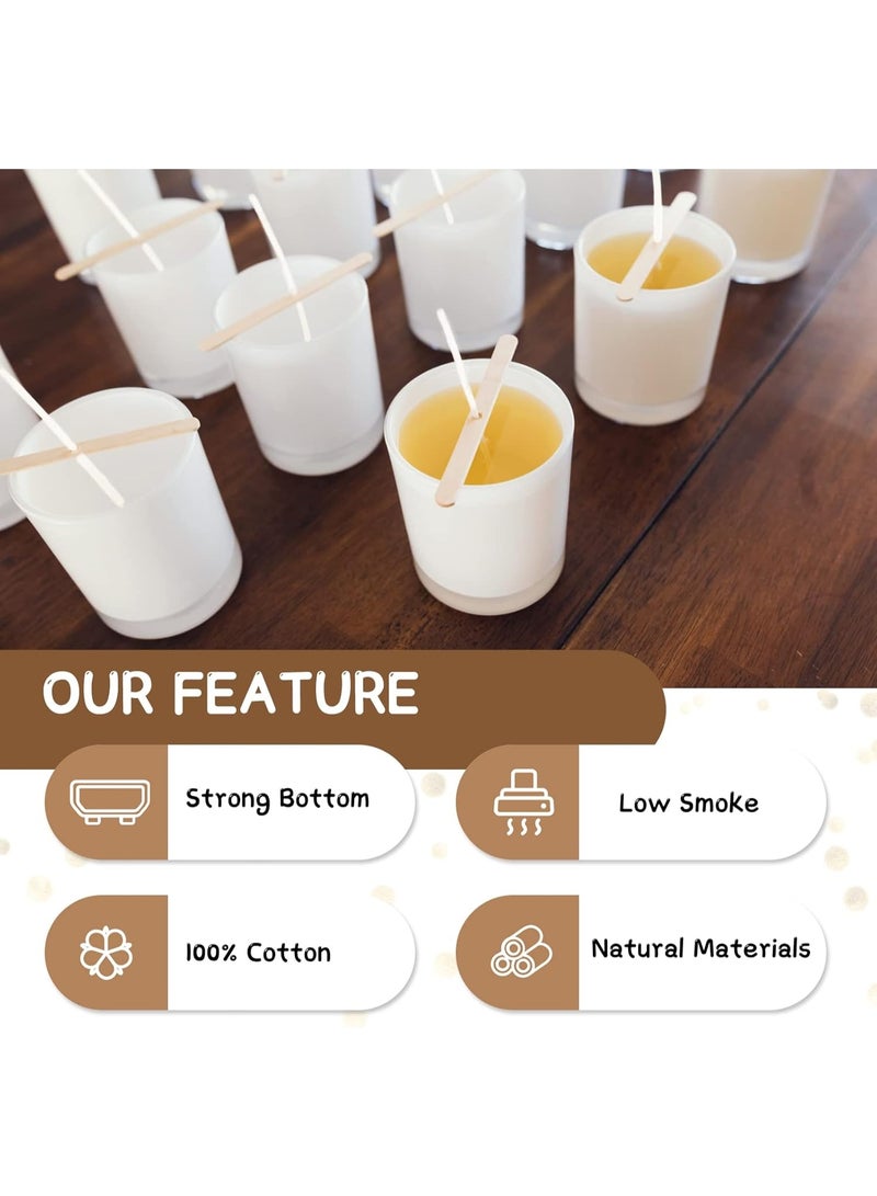 Forest Home 100Pcs Candle Wick Bundle, 10cm Candle Wicks, Candle Wick Stickers and Wooden Candle Wick Holders - Wicks Coated with Paraffin Wax, Cotton Wicks Kits for Candle Making and Candle DIY - Image 4