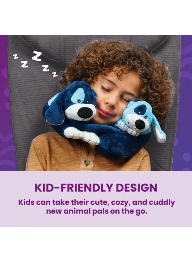 Cabeau Evolution Kid's Travel Pillow - Innovative Chin Strap & Head Support, Stops Head Movement, Super Soft & Fun Children Pillow Design for Comfortable Journeys, Washable - Puppies
