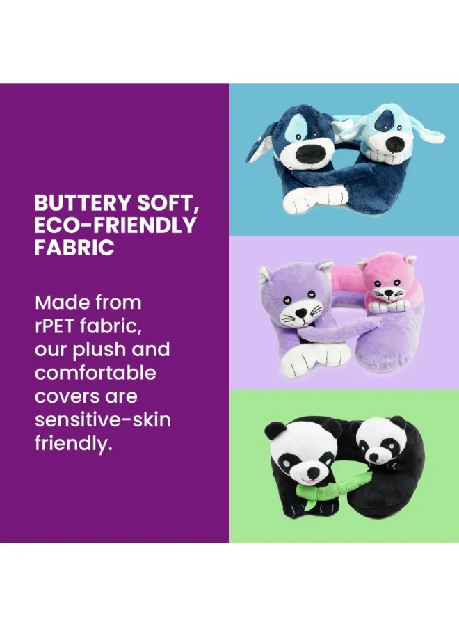 Cabeau Evolution Kid's Travel Pillow - Innovative Chin Strap & Head Support, Stops Head Movement, Super Soft & Fun Children Pillow Design for Comfortable Journeys, Washable - Puppies