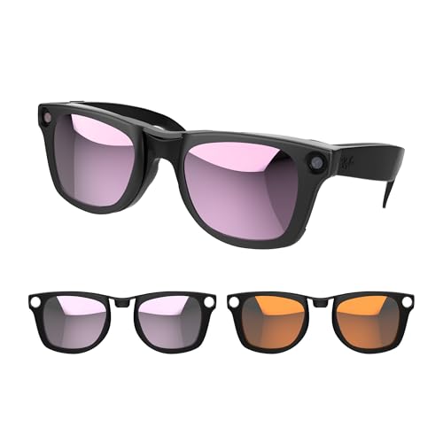 RCstyle HiBloks 2Pcs Polarized Clip-on Compatible with Ray-Ban Meta Wayfarer & Gen 2 (RW4008/RW4012 Large 53-22), Color Changing Clip Set for Rayban Meta Gen 2 Smart Glasses Discoloration Clip (Pink+Orange) - Image 1