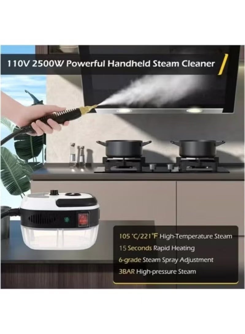 Steam Cleaner,15s Heat-Up,1.2L Tank,6-Level Adjustable Handle,2500W Steamer for Cleaning,Portable Steamer for Cleaning with 3 Brushes,Steam Cleaner for Home,Car,Dirt,Grease,Grout,Tile,Couch - Image 4