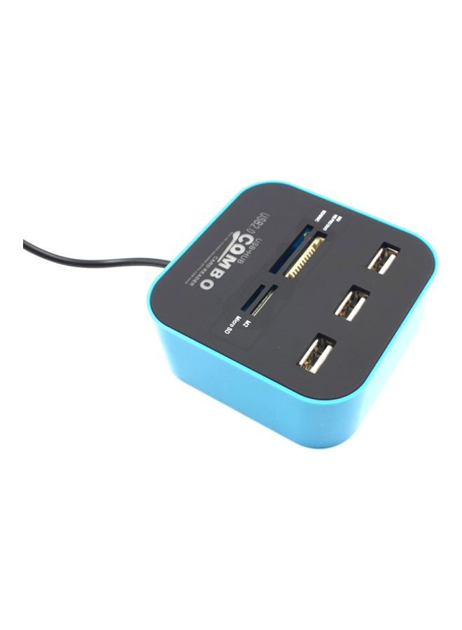 NIBEMINENT Multifunction 3 Ports USB Hub Blue/Black - Image 1