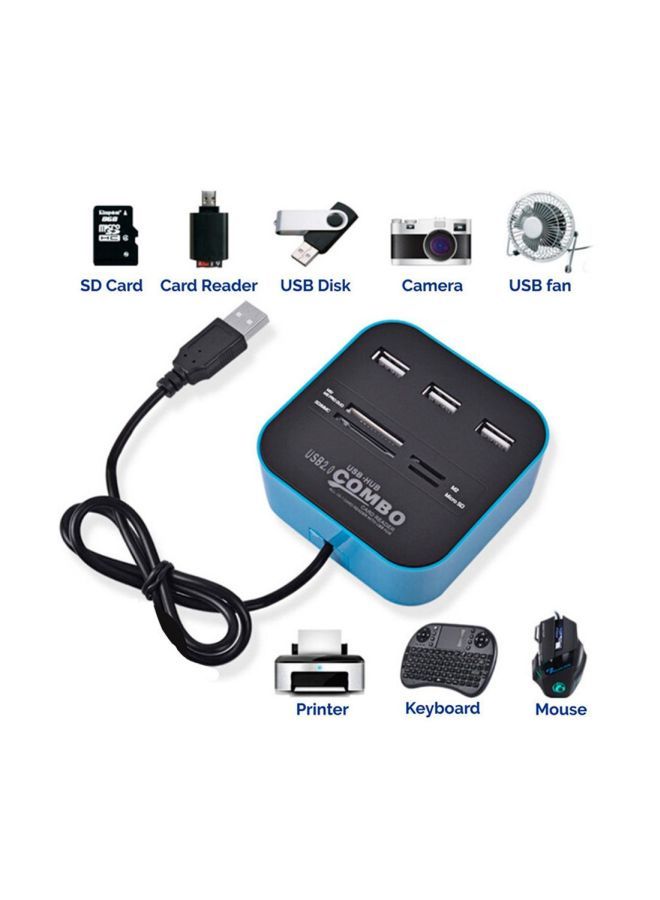 NIBEMINENT Multifunction 3 Ports USB Hub Blue/Black - Image 2