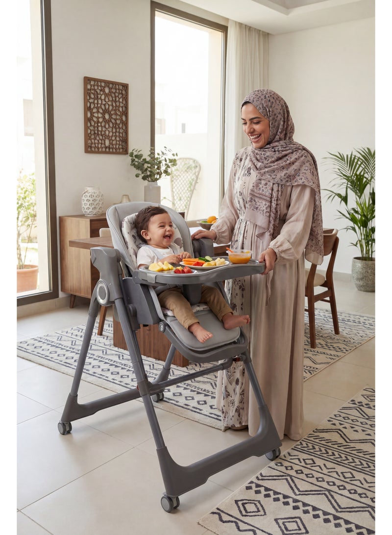 Burbay 2-in-1 Electric Baby High Chair & Smart Swing | Adjustable Height, 5-Point Safety Harness, Built-in Music & Control Panel - Image 5