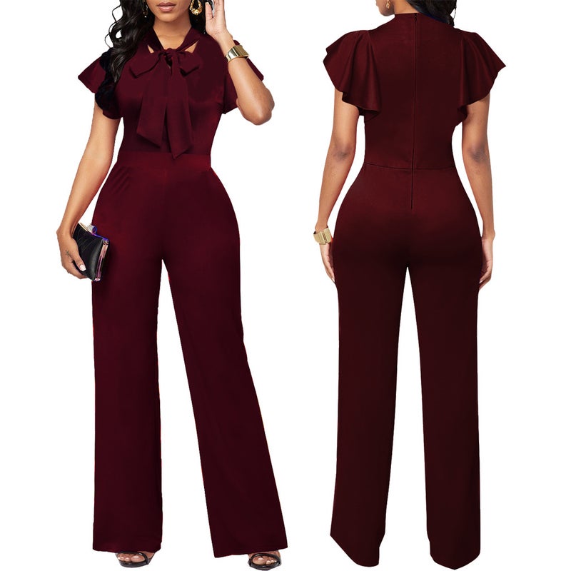 Smr10039_1 Platform New Fashion Short Sleeve V-Neck Women'S Jumpsuit - Image 1