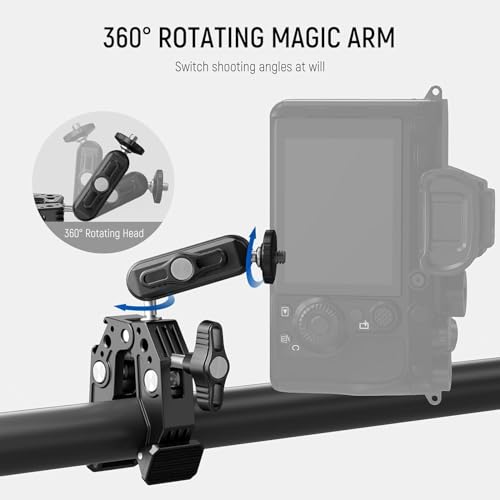Adofys Action Camera Mount, Insta 360 Bike,Super Clamp Mount with 1/4''&3/8'' Screw,360° Double Ballhead Magic Arm with Mobile Holder and Adapter for Gopro, Insta 360 and All Mobile Phones - Image 4