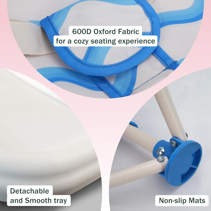 Tiny Marvels Portable 3-in-1 Baby Chair, Cozy Booster Seat, Baby Seat with Tray, Compact Foldable, Toddler Chair with Child Safety Belt Carry Bag, Perfect for Travel (Big Waive) - Image 4