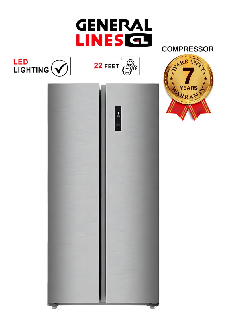 جنرال لاينز ثلاجة دولابي - 22 قدم - بخار - استيل - GLS646NS - Image 1