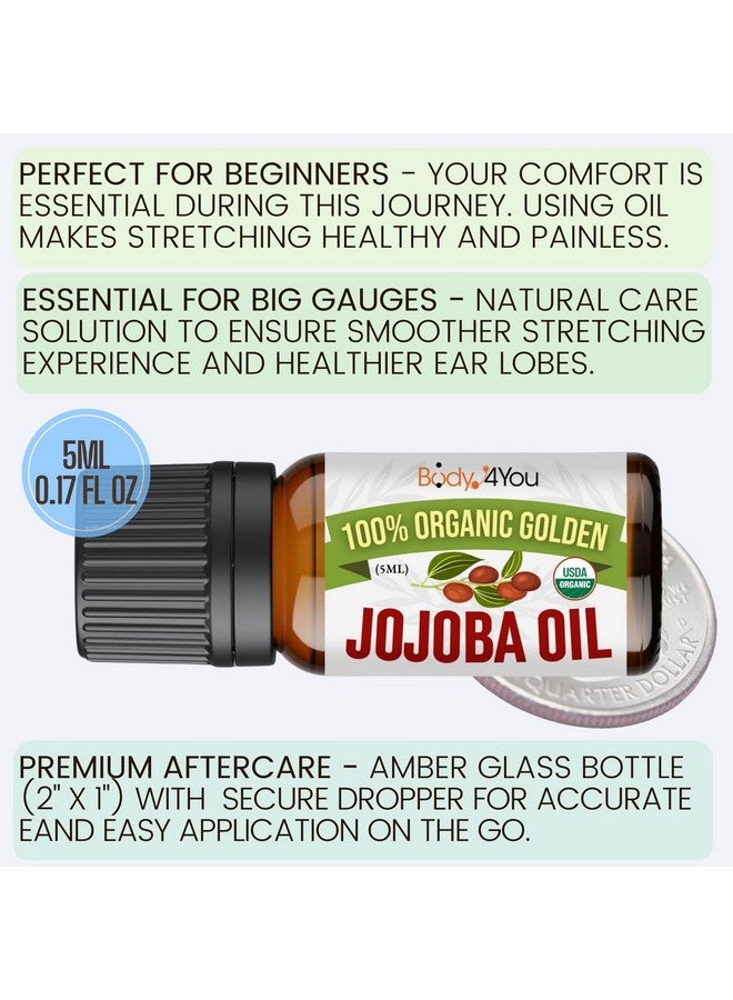 BodyJ4You Jojoba Oil Piercing Aftercare | Stretched Ear Gauges Tragus Nose Septum Lip Navel | Natural Recovery Skin Moisturizer | 100% Usda Organic Pure Unrefined Wax | 0.17 Fl Oz - Image 3