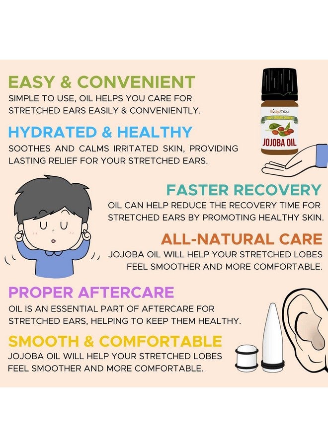 BodyJ4You Jojoba Oil Piercing Aftercare | Stretched Ear Gauges Tragus Nose Septum Lip Navel | Natural Recovery Skin Moisturizer | 100% Usda Organic Pure Unrefined Wax | 0.17 Fl Oz - Image 5