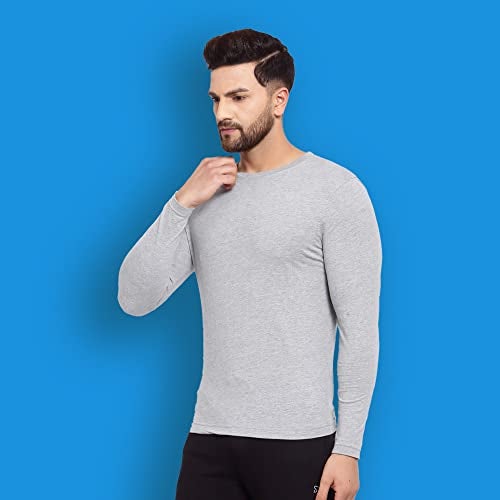 sporto Men's Full Sleeve T-Shirts - Cotton Blend | Soft & Comfortable | Round Neck | Superior Construction for Durability | Modern Slim Fit | Grey Jspe - Image 4