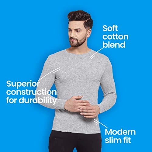 sporto Men's Full Sleeve T-Shirts - Cotton Blend | Soft & Comfortable | Round Neck | Superior Construction for Durability | Modern Slim Fit | Grey Jspe - Image 3