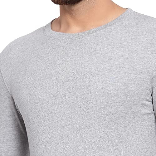 sporto Men's Full Sleeve T-Shirts - Cotton Blend | Soft & Comfortable | Round Neck | Superior Construction for Durability | Modern Slim Fit | Grey Jspe - Image 5