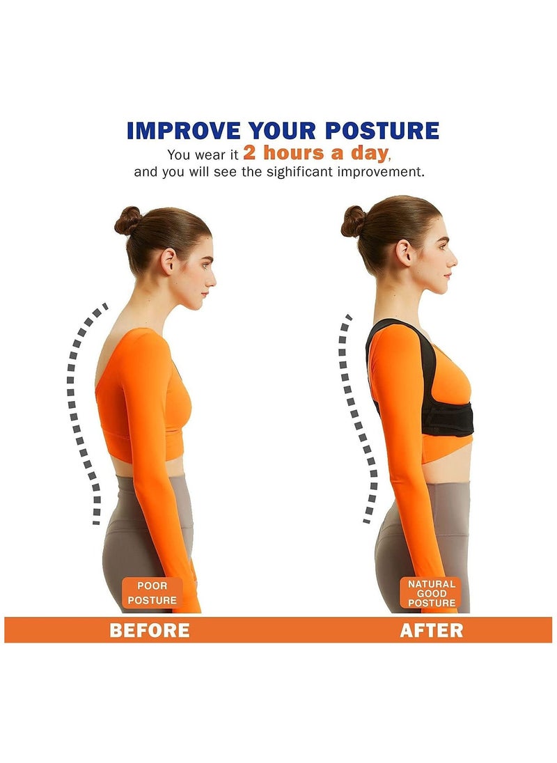 Generic Posture Corrector for Women and Men, Adjustable Upper Back Brace, Breathable Back Support straightener, Providing Pain Relief from Lumbar, Neck, Shoulder, and Clavicle, Back (L/XL（38""-44""))  - Image 2