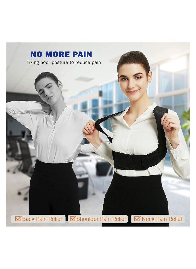 Generic Posture Corrector for Women and Men, Adjustable Upper Back Brace, Breathable Back Support straightener, Providing Pain Relief from Lumbar, Neck, Shoulder, and Clavicle, Back (L/XL（38""-44""))  - Image 3
