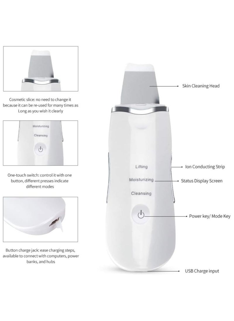 General Ultrasonic Skin Facial Scrubber Face Spatula, Professional Deep Cleaning Skin Dirt Blackhead Remover Reduce Wrinkles and Spot Facial Lifting Peeling Skin Care Beauty Device Tool  - Image 3