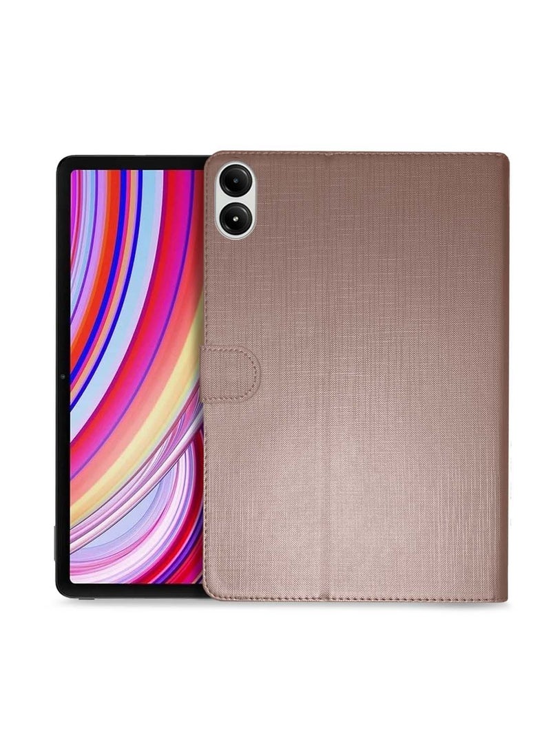 دبليو تيك شاومي ريدمي باد برو 5 جي 2024 12.1 بوصة ASN Love Series بو جلد مغناطيسي إغلاق غطاء فليب - روز جولد - Image 1