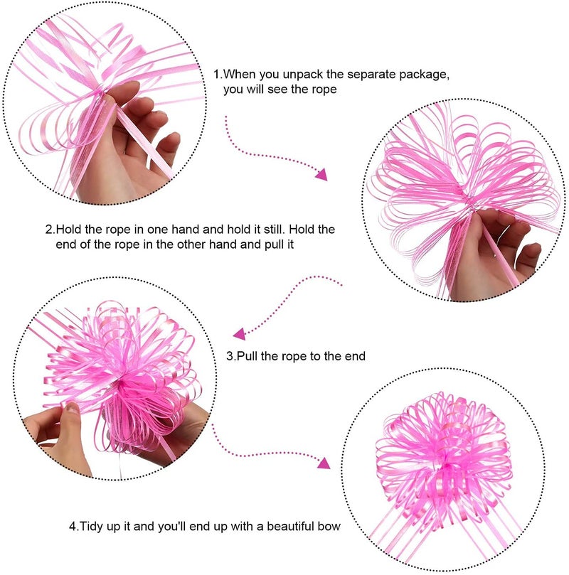 3A Featuretail Large Size Organza Pull Bow Flower Ribbon for Gift Wrap & Wedding Decoration Gift (30mm Width) (Golden Pull Ribbon, Set of 30) - Image 4