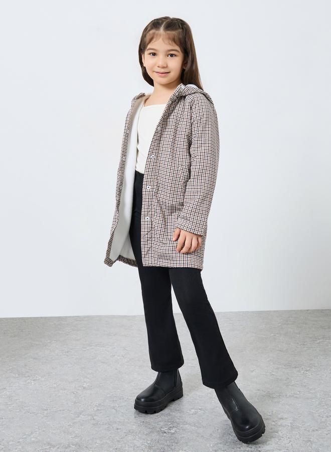 Styli Girls Checkered Hooded Coat - Image 2