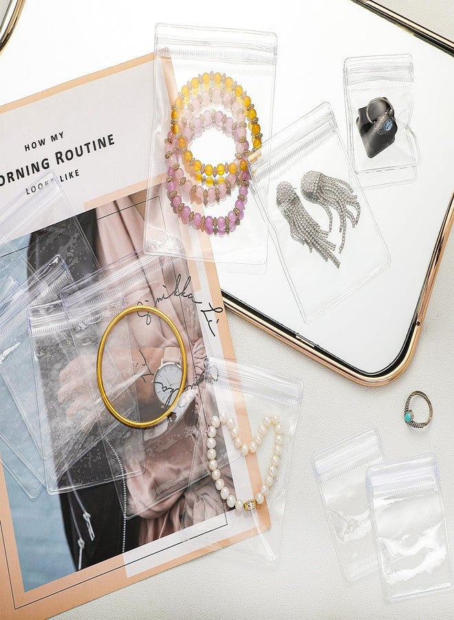 Sureio 200 Pcs Anti Tarnish Strips with Clear Plastic Jewelry Bags Sets, 100 Assorted Size Transparent Jewelry Storage Bags and 100 Anti Tarnish Strips for Packaging Jewelry Rings Earrings (3 Sizes) - Image 3