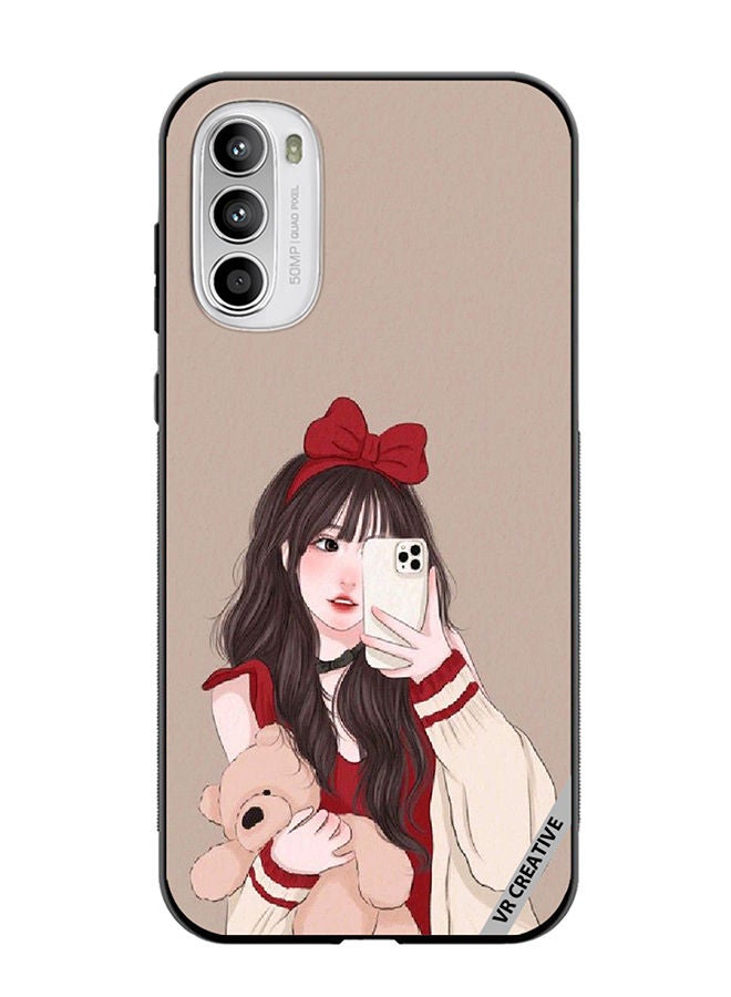 VR CREATIVE Protective Case Cover For Motorola Moto G82 Girl Holding Teddy Design Multicolour - Image 1